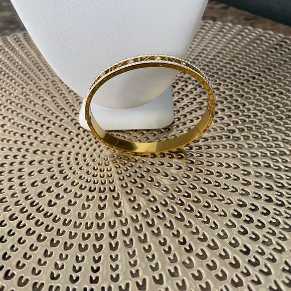 Vintage stainless steel crystal sparkle slide clasp bracelet 7 inches - Picture 1 of 6